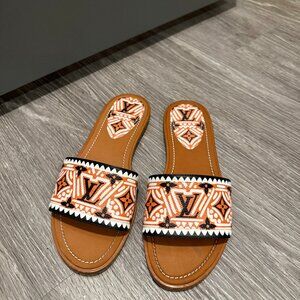 Louis Vuitton Crafty Lock It LV Monogram Slides Mules Flats Sandals 38